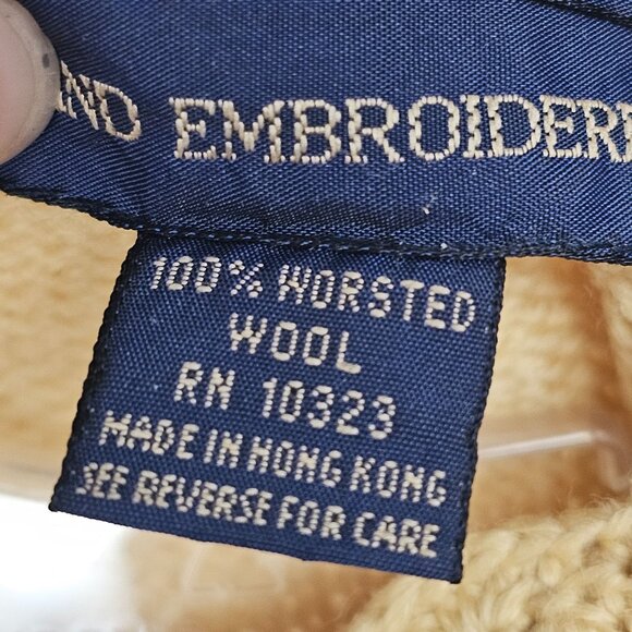 VTG HermanGeist Womens S Sweater Embroidered Floral Mustard Wool Warm Grannycore - Picture 4 of 14